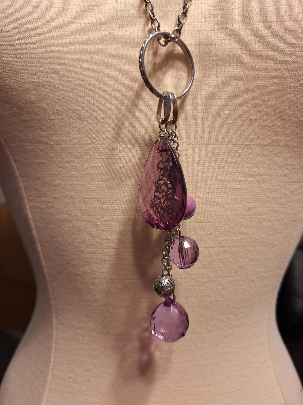 Purple Crystal Drop Pendant Necklace - Women Jewelry 30'